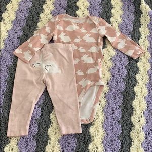 3/$12 Baby Girl Pink Bunny 2 Piece Outfit